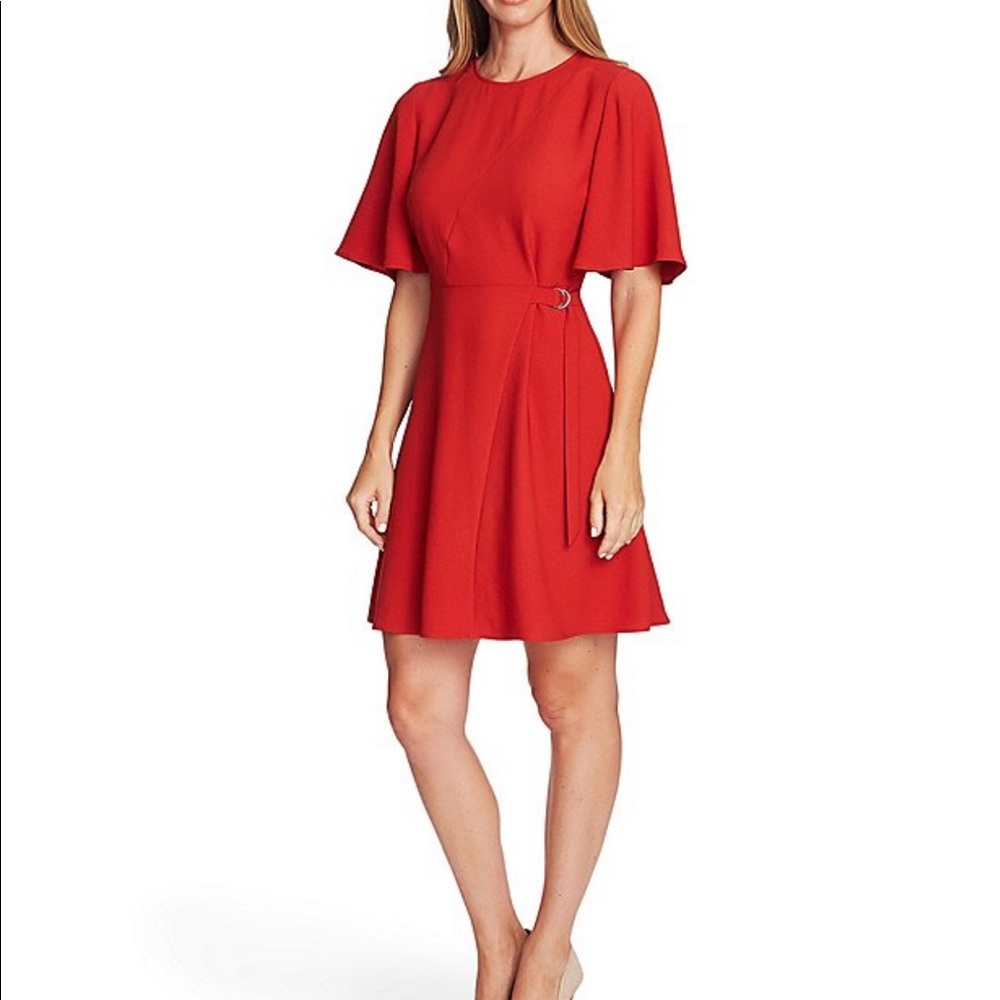 🆕VINCE CAMUTO Flutter Sleeve Rumple A-Line Dress✨